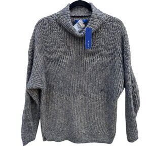 Apt 9 Womens Metallic Gray Chunky Knit Mock Neck Turtleneck‎ Sweater L New Tags